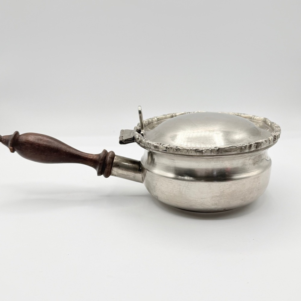 Hecho En Mexico Alpaca Silver Silent Butler Crumb Catcher Wood Handle Vintage